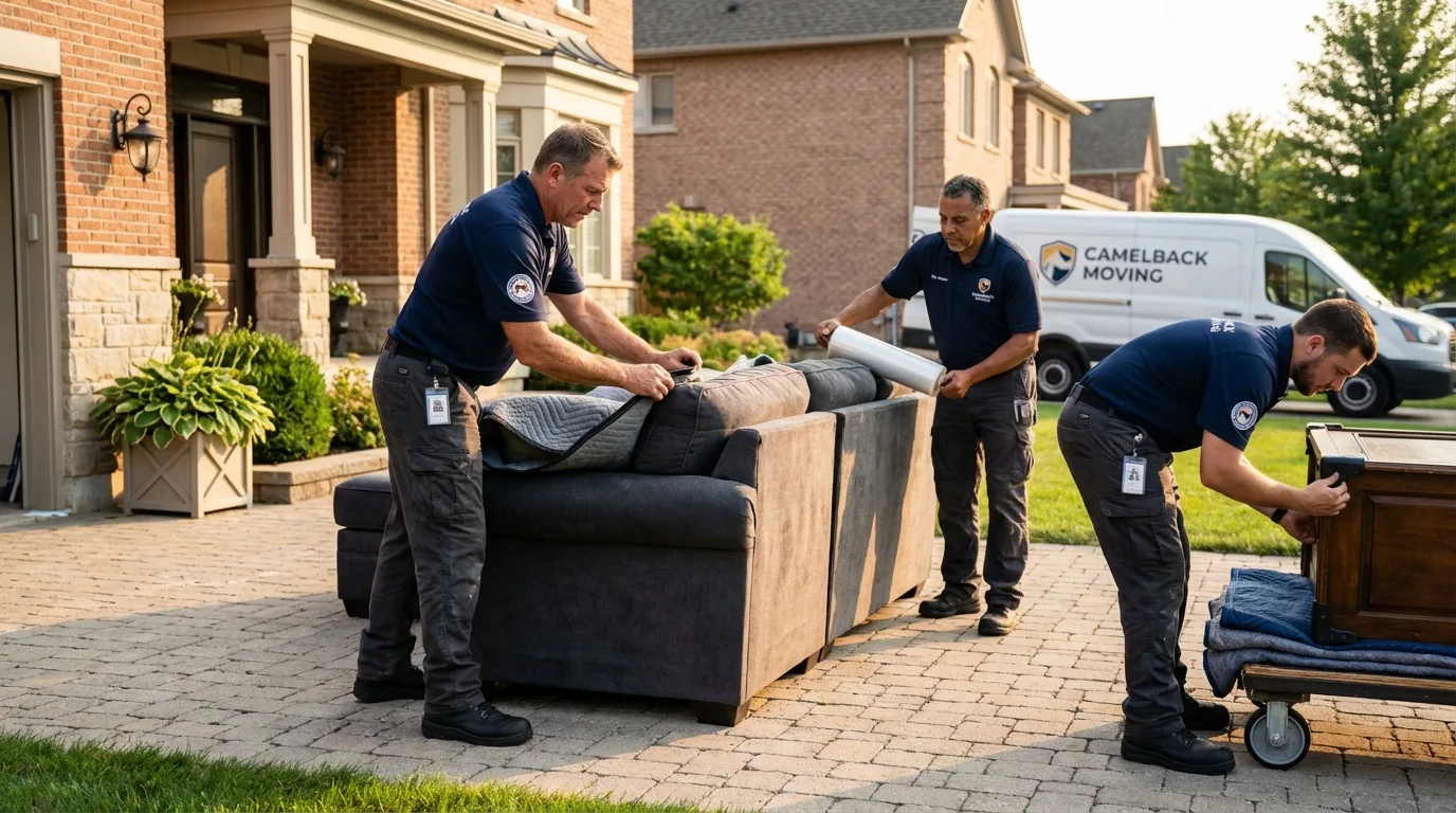 Large estate moving crew wrapping furniture in Lone Grove, OK